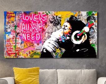 MJEDC Banksy Bilder Leinwand 3 Affen Bild Graffiti  Produktbild-Vorschau 8