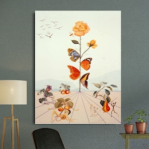 Salvador Dali Exhibition Poster,Salvador Dali Fleurs 1948 Print,Dali Flowers Poster,Wildflower Print, Surrealism art,Salvador Dali CANVAS