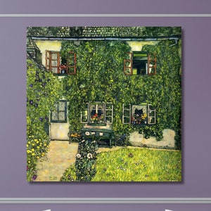 The house of guardaboschi Canvas Wall Art Gustav Klimt Posters Art Flower Garden Museum Poster reproduction Wall Hangings man cave canvas