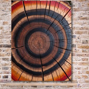 Tree Ring Canvas Wall Art, Colorful Tree Ring Wall Decor, Minimalist Home Canvas Art, Modern Tree Ring Abstract Tree Ring Art gift Painting