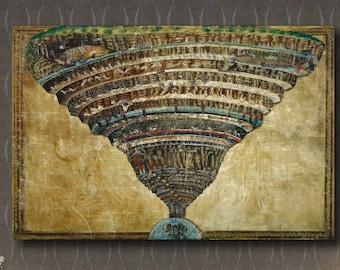 Sandro Botticelli Die Karte der Hölle Dante Die Göttliche Komödie (1485) Leinwand Galerie Ausstellung Poster, Leinwand Wohnkultur Kunst