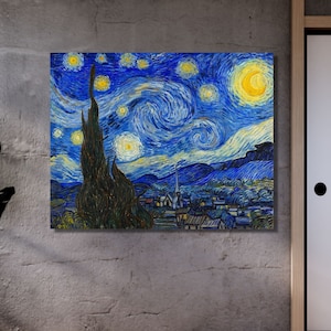 La noche estrellada de Vincent Van Gogh Pintura Lienzo estrellado Decoración de Van Gogh Lienzo de la noche estrellada Póster de la noche estrellada Regalo de arte de la noche estrellada