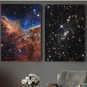 2 Piece Set Nasa Carina Nebula Print NASA’s Webb Reveals Cosmic Cliffs Glittering Landscape of Star Birth James Webb Space Telescope Canvas