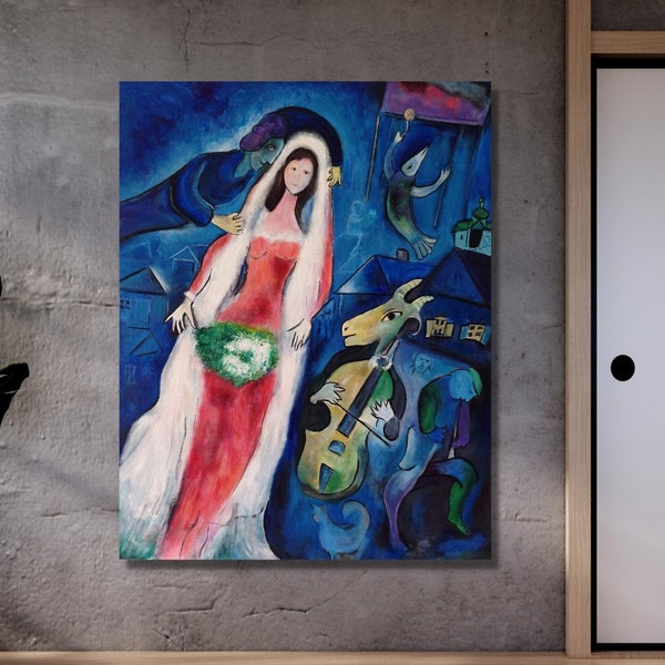 Marc CHAGALL Canvas Wall Art, chagall la mariee Canvas wall art  Exhibition Poster, Marc Chagall Canvas Poster, Surrealism art, CANVAS art
