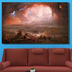 John Martin Canvas Wall Art The Destruction of Pompei and Herculaneum by John Martin Canvas Wall Art Design Room Gift Art Reproduction