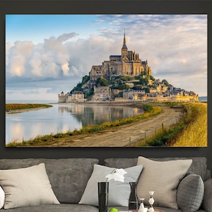 Laminated placemat France Mont Saint Michel Canvas Wall Art Classical Art Modern Fine Art Print Home Decor Saint Michel Canvas Art Poster