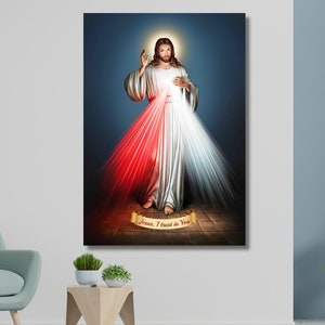 Jesus Print, Jesus Art Poster,Jesus Divine Mercy I Trust In You, Poster Prints Canvas Wall Art, Home Hanging Picture Decor,Jesus Painting
