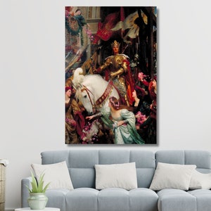 Frank Dicksee Canvas Wall Art, The Two Crowns Canvas wall art  Museum Poster, Frank Dicksee Canvas Poster, couple love art, CANVAS art