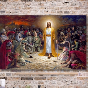 Religious Huge Canvas Wall Art Jesus with Soldiers Home decor Canvas Christian Wall Art jesus canvas painting Jesus Wall Art  jesus  Poster