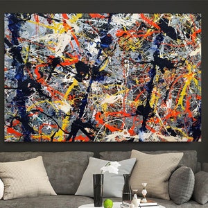 Extra Large Canvas Wall Art Jackson Pollock Canvas Wall Art Abstract Wall Art Home and Living Room Decor Jackson Pollock Convergence