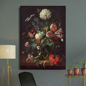 Butterfly of Flowers by Jan Davidsz de Heem 1660 Canvas Wall Art Dutch Still Life Jan Davidsz Flowers Poster Jan Davidsz Giclee Gift Flowers
