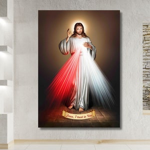 Jesus Print, Jesus Art Poster,Jesus Divine Mercy I Trust In You, Poster Prints Canvas Wall Art, Home Hanging Picture Decor,Jesus Painting