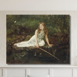John Collier Exhibition Poster,Portrait of The Hon Mrs Harold Ritchie by John Collier Canvas Print Art John Collier Raphaelesque Head art