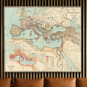 Mappa dell'impero romano Tela artistica da parete Grandi mappe che illustrano terre antiche per l'uso scolastico Europa Storia Mappa Mappa pittorica d'epoca Tela