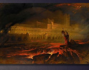 John Martin Canvas Wall Art Pandemonium by John Martin (1841)  Poster Pandemonium Canvas Wall Art John Martin Decor Wall Design Room Gift