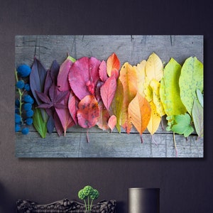 Arte en lienzo de hojas de otoño, decoración con colores de otoño, arte de pared en lienzo, decoración del hogar, obras de arte en lienzo, pintura de baile, arte en lienzo, póster de hojas coloridas