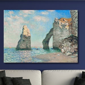 Claude Monet The Cliffs at Etretat Canvas Wall Art, Etretat Cliffs Claude Monet Exhibition Print, Monet Landscape wall art Claude Monet Gift