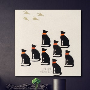 Koloman Moser Canvas Wall Art, Dogs 1900 Reproduction Canvas Art, Moser Nouveau Painting, Moser Vintage Flower Print, Moser Poster