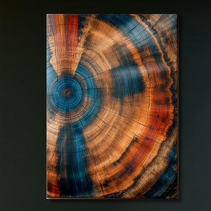 Wood Texture Tree Ring Canvas Wall Art, Abstract Colorful Tree Ring Wall Decor, Minimalist Home Canvas art Wood Crack Canvas Home Decor Art
