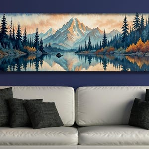 Panoramic Mount Rainier Mid Century Modern Canvas Wall Art The Fir Forest Canvas Wall Home Decor art Minimalist Home Wall Art Home Decor Art
