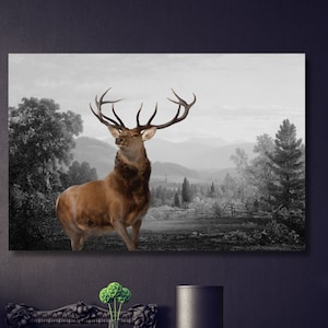 Deer Canvas Wall Art Wild Deer Poster Wild Life Canvas Animal Wall Art Wild Deer Wall Decor Deer Canvas Wall Art Farmhouse Art Animal Canvas