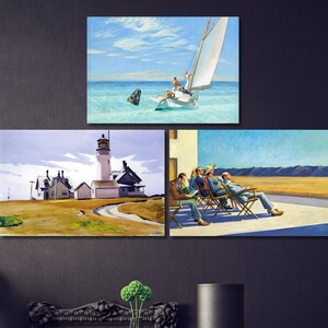 Set Von 3 Edward Hopper Druck, Edward Hopper Wandkunst Edward Hopper Ausstellungswandkunst Edward Hopper Ausstellungsdruck Hopper Leinwand Wandkunst