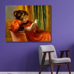 Jeune Fille Lisant by Pierre Auguste Renoir, Fine Art Print, Impressionist Poster, Figurative Wall Art, Woman Painting, Reading Poste