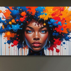 African Woman Wall Art, Beautiful Woman Canvas Print, Extra Large Wall Art, African American art Abstract Canvas Wall Art Living Room Decor