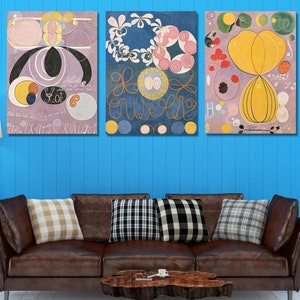 Set of 3 Hilma af Klint Exhibition Canvas Wall Art Hilma af Klint Ten Largest Adulthood Reproduction Wall Decor Hilma af Klint Poster Gift