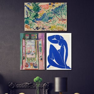 Set Of 3 Henri Matisse Canvas Wall Art Colorful Matisse Exhibition Canvas Print Modern Living Room Wall Decor wall art, printable wall art