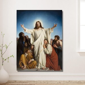 Carl Bloch Christus Consolator Canvas Wall Art Print Consolator Exhibition Poster Print Surrealism art,Consolator CANVAS art