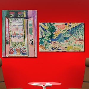 Set Of 2 Henri Matisse Canvas Matisse Posters set Open Window Poster View of Collioure Print Henri Matisse wall art Henri Matisse wall set