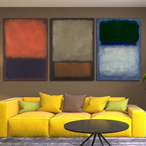 Juego de 3 reproducciones de Mark Rothko en lienzo para pared, arte mural moderno, arte mural de Rothko, impresión de Mark Rothko, pintura de Mark Rothko, museo Rothko