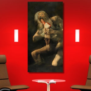 Francisco Goya Saturn Devouring His Son Canvas Wall Art,Francisco Goya Poster,Francisco Goya Print, Surrealism art, Christmas Gift Wall art
