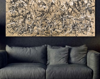 Pollock Autumn Rhythm (Number 30, 1950) Extra Large Canvas Wall Art Jackson Pollock Canvas Wall Art Abstract Wall Art Home and Living Room