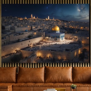 Al-Aqsa Mosque Canvas Wall Art Allah Art Al-Aqsa Mosque Decor, Muslim Home Gifts Ramadan Islam Decorations,Eid Gifts religious gifts Al-Aqsa