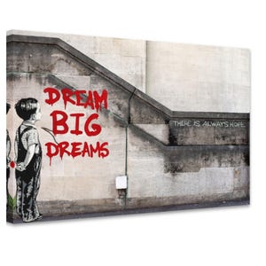 Banksy Dream Big Dreams Canvas Wall Art Graffiti Style Print Inspiring Street Art for Bedroom Office or Gift for Modern Decor gift art