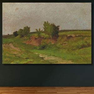 Large Framed Vintage Canvas Wall Art background Study of a landscape before Wildflower Field Gallery Wrapped Giclee Wall Decor