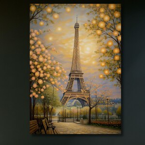 Gustav Klimt Eiffel Tower Canvas art,Gustav Klimt style Poster Klimt Exhibition Poster, Gustav Klimt Painting, Flower Garden, Flower Market