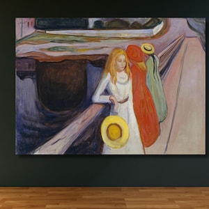 The Girls on the Bridge by Edvard Munch Canvas Wall Art Gallery Edvard Munch Steely Poster Munch Wall Art Home decor Wall art Gift Munch art