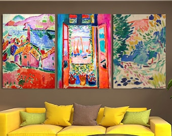 Set Of 3 Henri Matisse Canvas Wall Art Colorful Decorative Canvas Print Modern Living Room Wall Decor wall art, printable wall art set of 3
