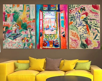 Set Of 3 Henri Matisse Canvas Wall Art The Open Window Wall Art Henri Matisse Poster Matisse Gallery Wall Art Matisse Artwork Landscape
