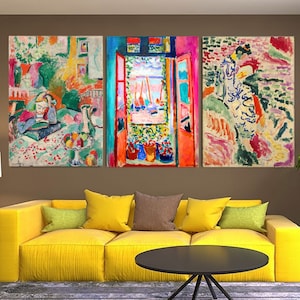 Set Of 3 Henri Matisse Canvas Wall Art The Open Window Wall Art Henri Matisse Poster Matisse Gallery Wall Art Matisse Artwork Landscape