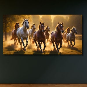 Pferde Wand Kunst Große laufende Pferde Weiße Pferde Leinwand Druck Pferde Wandkunst Pferde Druck 7 laufende Pferde Kunst Wohnzimmer Kunst Wanddekor