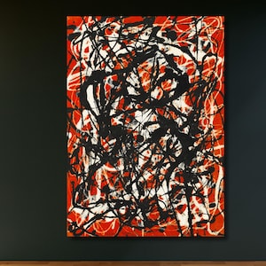 Pollock Extra Large Canvas Wall Art Red Jackson Pollock Canvas Wall Art Abstract Wall Art Home and Living Room Decor Pollock art Gift canvas