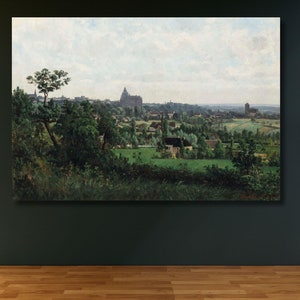 Large Framed Vintage Canvas Wall Art background Study of a landscape before Wildflower Field Gallery Wrapped Giclee Wall Decor