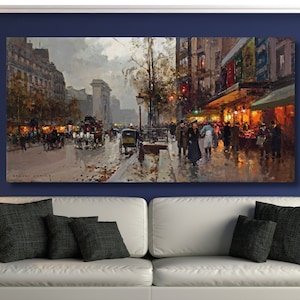Paris Painting by Edouard Leon Cortes Canvas Wall Art Cortes Reproduction Decor Boulevard de Bonne Nouvelle with Porte Saint-Denis Poster/5
