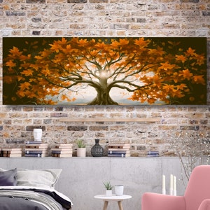 Levensboom canvas muurkunst, grote boom schilderij abstracte yggdrasil, spirituele canvaskunst, stijl mystieke tarotkaart, mythische canvaskunst