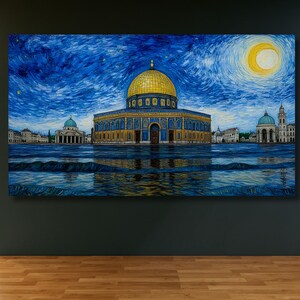 Al-Aqsa Mosque Canvas Wall Art Allah Art Al-Aqsa Mosque Decor, Muslim Home Gifts Ramadan Islam Decorations,Eid Gifts religious gifts Al-Aqsa