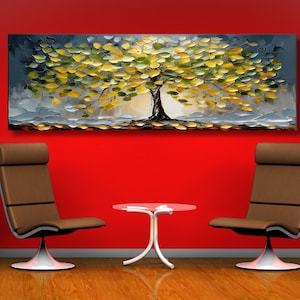 Arte de pared en lienzo del árbol de la vida, pintura abstracta del árbol grande Yggdrasil, arte espiritual en lienzo, estilo de carta del tarot místico, arte mítico en lienzo